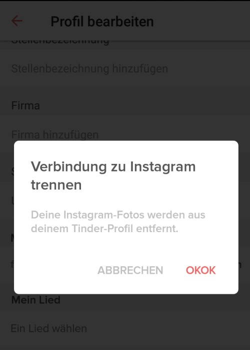 Tinder und Instagram trennen