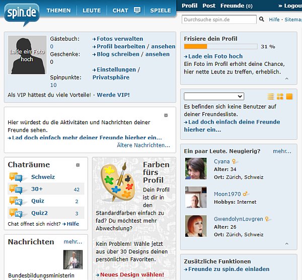 spin.de community profil und innenleben