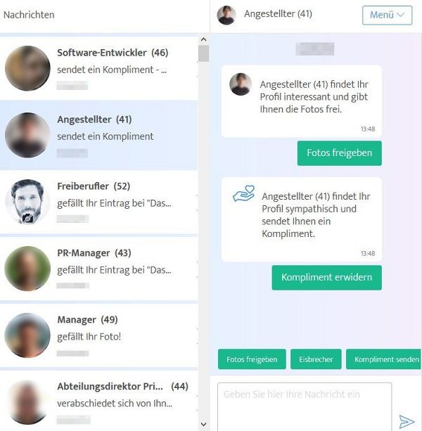 Ein Flirt-Dialog bei ElitePartner