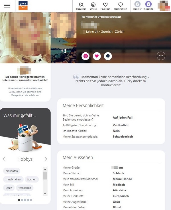 LoveScout24: Ein Beispielprofil