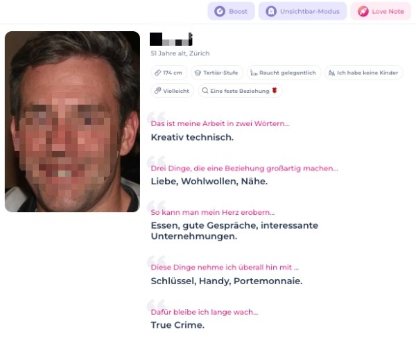 LoveScout24: Ein Beispielprofil