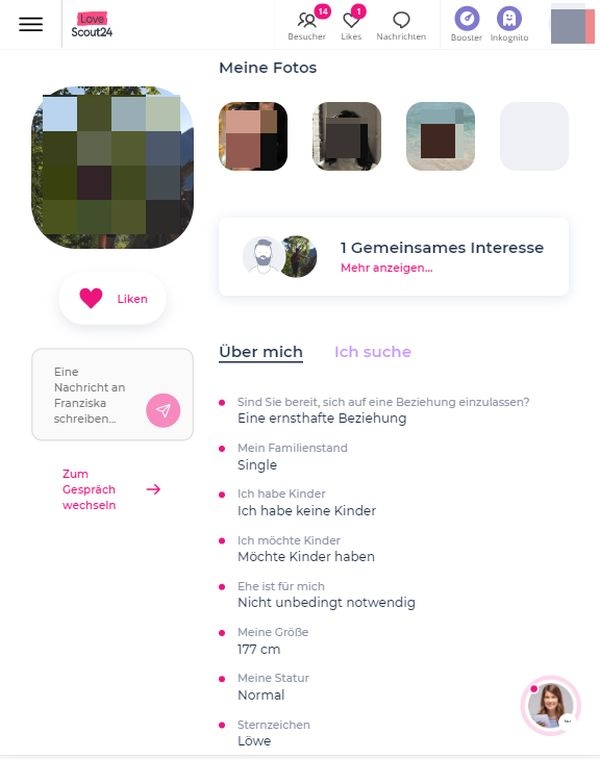 LoveScout24: Ein Beispielprofil