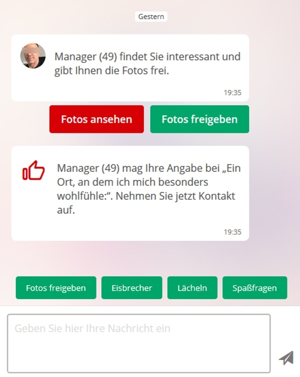 Ein Flirt-Dialog bei Parship